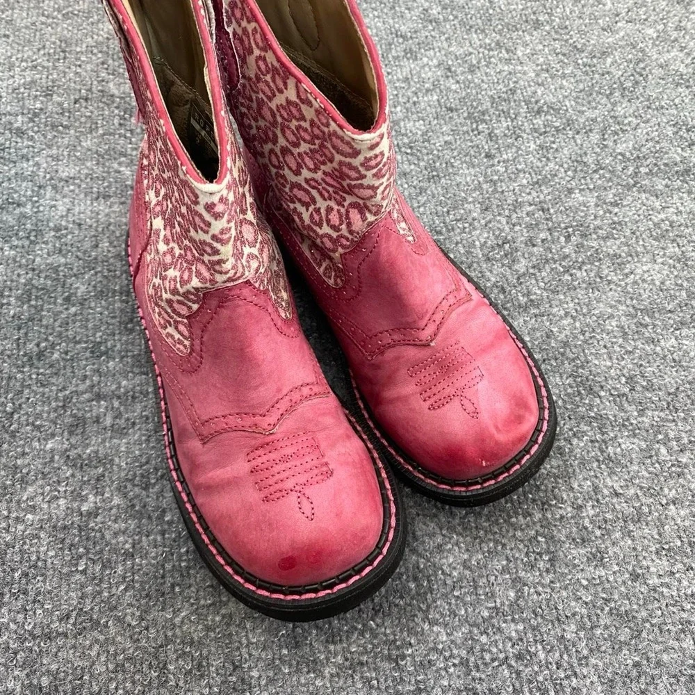 ROPER KIDS PINK LEOPARD ANIMAL PRINT GLITTER BOOTS WESTERN COUNTRY RODEO COWGIRL